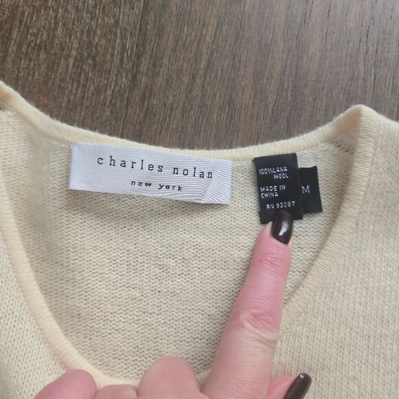 Charles Nolan Peplum Wool Cardigan Sweater size M 8 - Picture 5 of 13